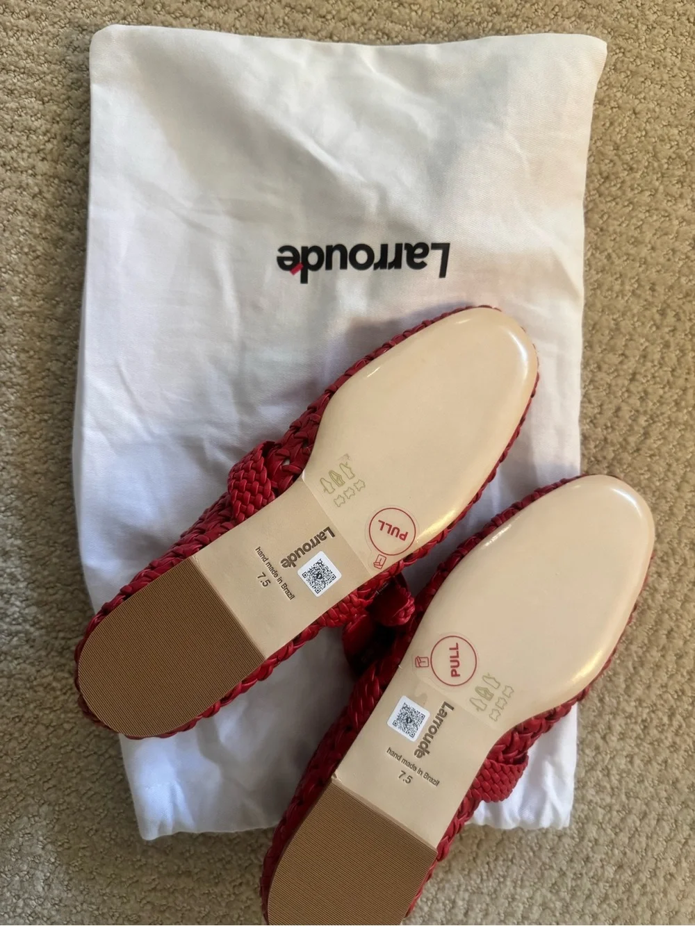 Larroude Verona Macrame Red Woven Mary Jane Loafers - Brand new with tags